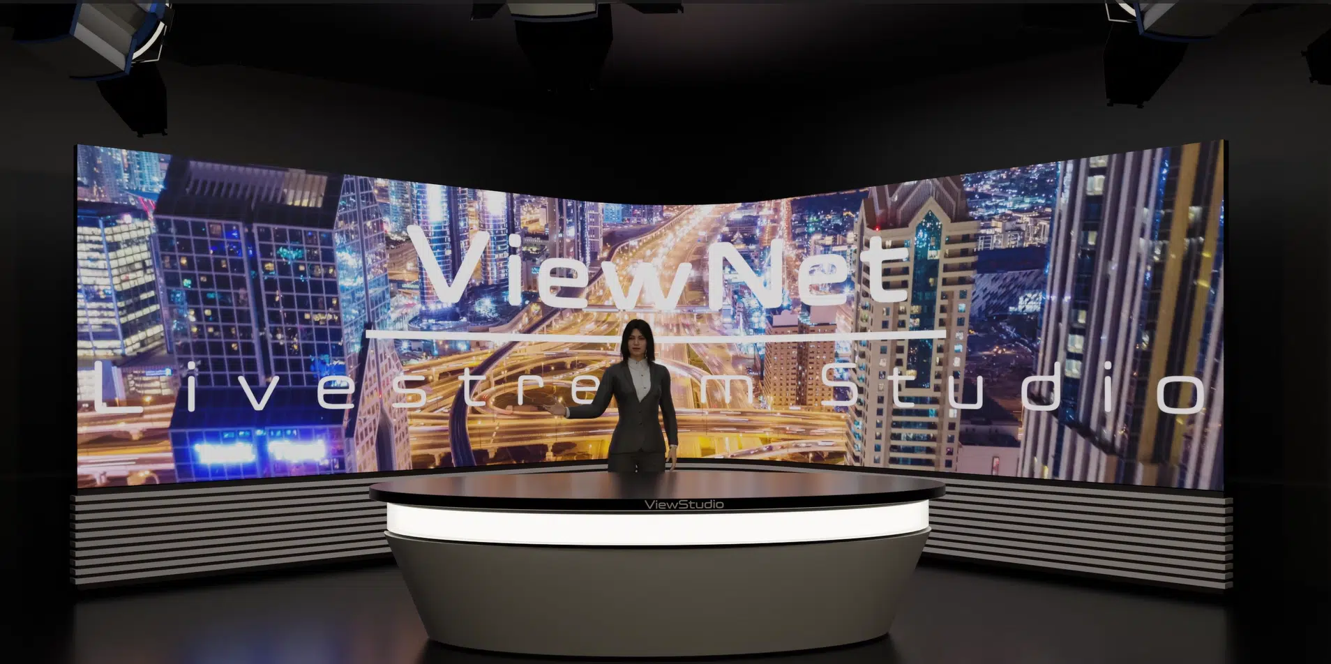 Virtuelles Bild eines LED-Großbildschirms im Studio